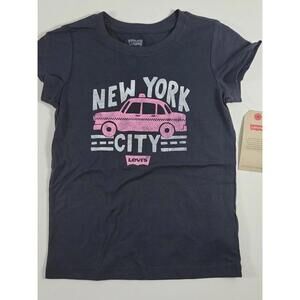 Levi’s Girl’s Black New York Graphic Tee 6X NEW Summer Casual Cute T-shirt